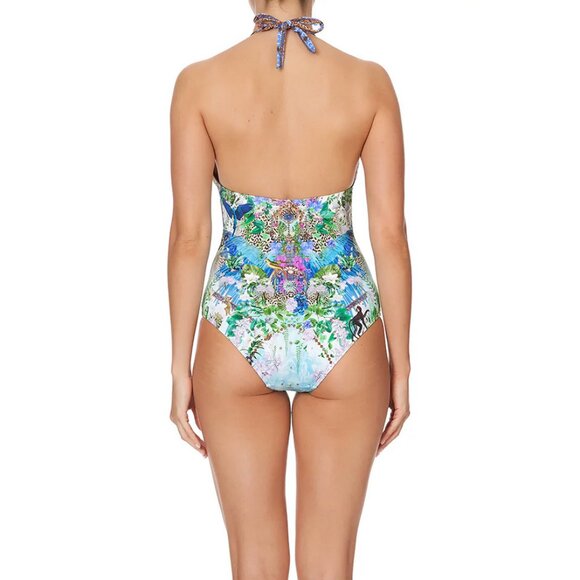 NWT Auc CAMILLA HALTER ONE PIECE "Moon Garden" o ring detail SWIMSUIT XS - Picture 4 of 12